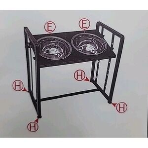 Elevated‎ Dog Bowls Stand with 2 Stainless Steel Food & Water for Small To Large